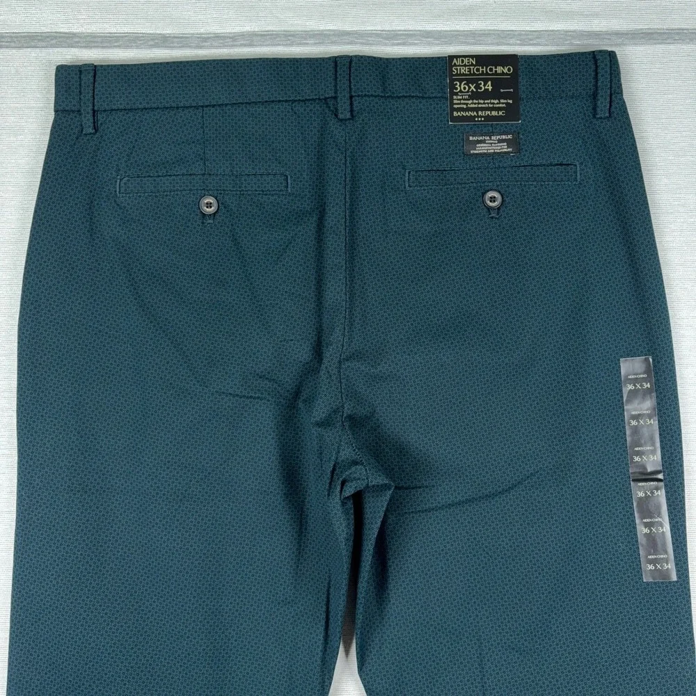 Banana Republic Aiden Stretch Chino SLIM FIT Pants Mens 36x34 Teal Straight NEW
